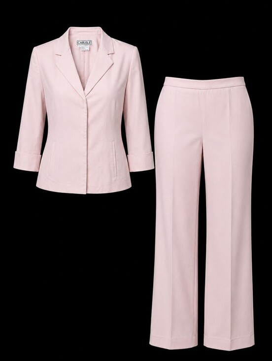 Carlisle Pants - Carlisle Vintage Blush Pink Pant Suit Set– Blazer & Wide Leg Pants Women Size 6